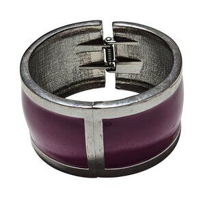 Retro Pink Enamel Silver Hinged Metal Bangle Cuff Bracelet Fashion Jewelry Women